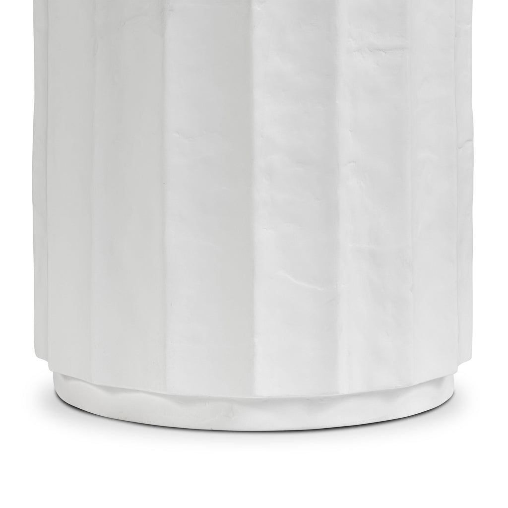 Modern Ivory Concrete Concrete Side Table with Weather-Resistant Build