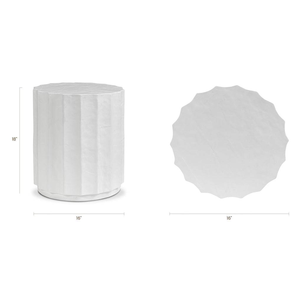 Modern Ivory Concrete Concrete Side Table with Weather-Resistant Build