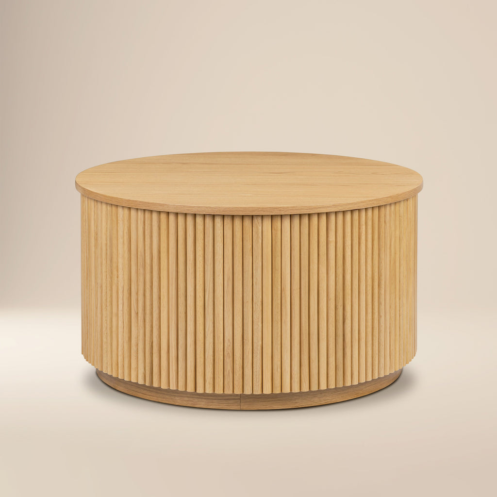 Modern Oak Oak Wood Coffee Table with Storage for Living Room