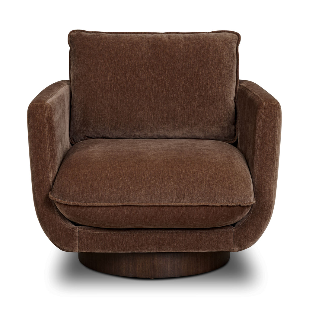 Modern Bronzer Brown Swivel Lounge Chair with 360° Swivel Base