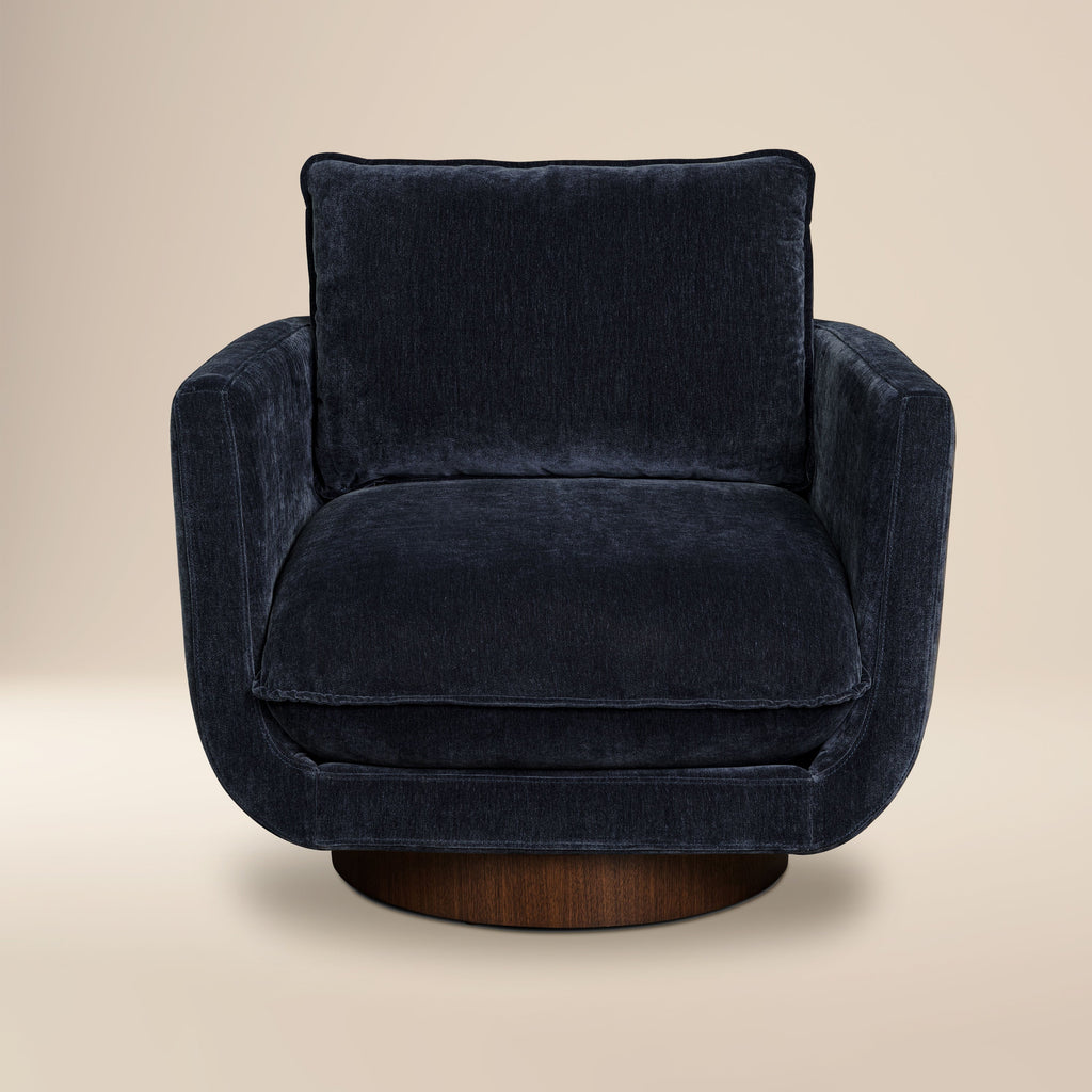 Modern Mystic Blue Swivel Lounge Chair with 360° Swivel Base