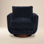 Fauteuil de salon pivotant Modern Mystic Blue avec base pivotante à 360°