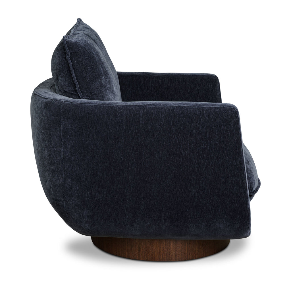Modern Mystic Blue Swivel Lounge Chair with 360° Swivel Base