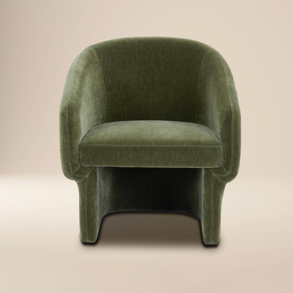 Modern Sagano Green Lounge Chair with Kiln-Dried Wood Frame