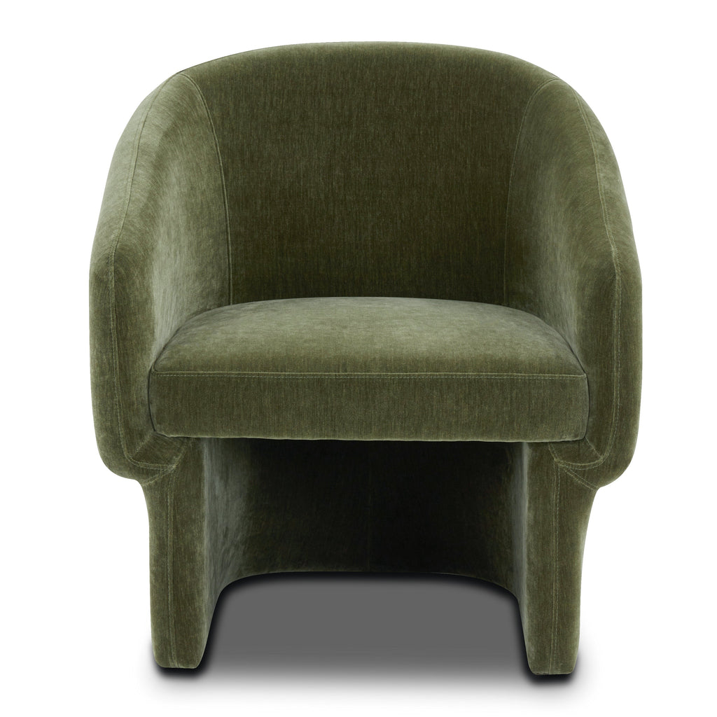 Modern Sagano Green Lounge Chair with Kiln-Dried Wood Frame