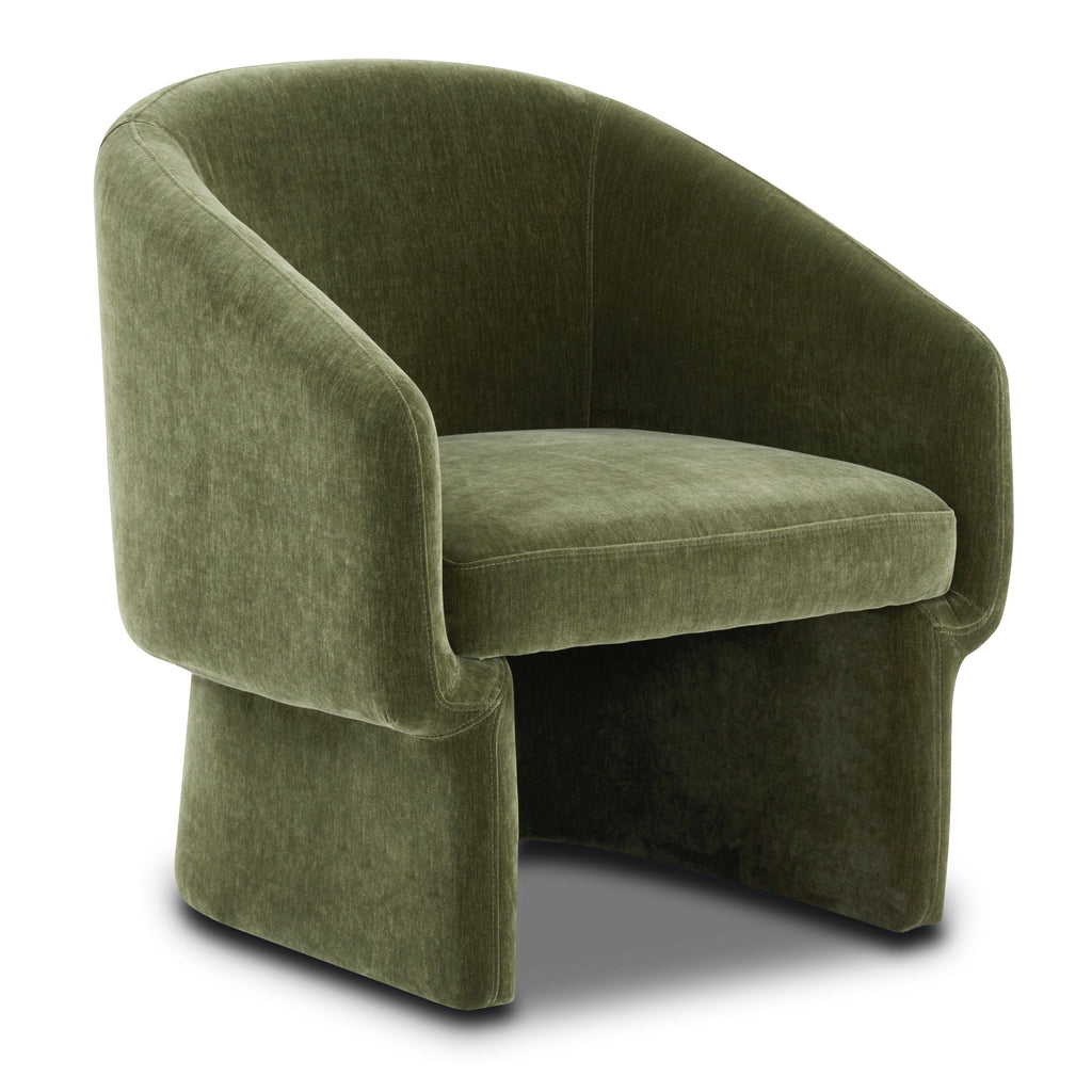 Modern Sagano Green Lounge Chair with Kiln-Dried Wood Frame