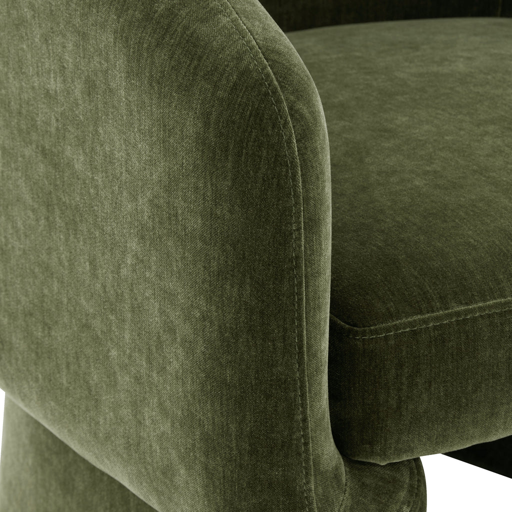 Modern Sagano Green Lounge Chair with Kiln-Dried Wood Frame