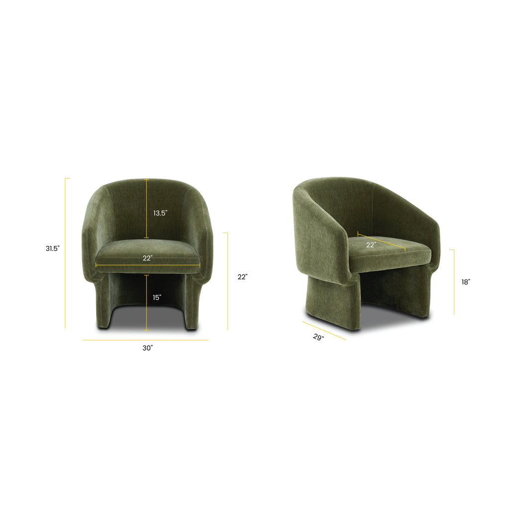 Modern Sagano Green Lounge Chair with Kiln-Dried Wood Frame