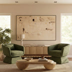 Fauteuil moderne vert mousse avec cadre en bois séché au four