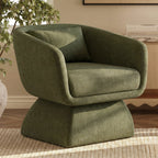 Fauteuil moderne vert mousse avec cadre en bois séché au four