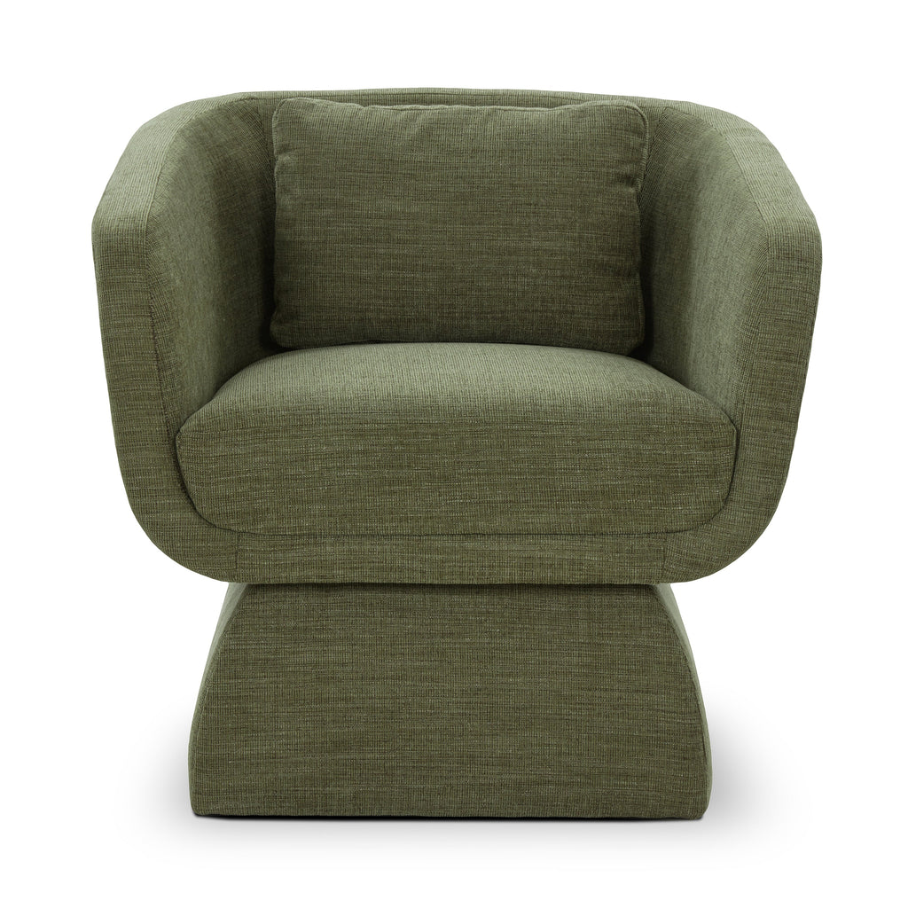 Modern Moss Green Lounge Chair with Kiln-Dried Wood Frame