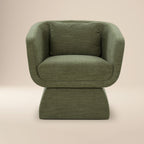 Fauteuil moderne vert mousse avec cadre en bois séché au four