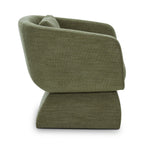 Fauteuil moderne vert mousse avec cadre en bois séché au four