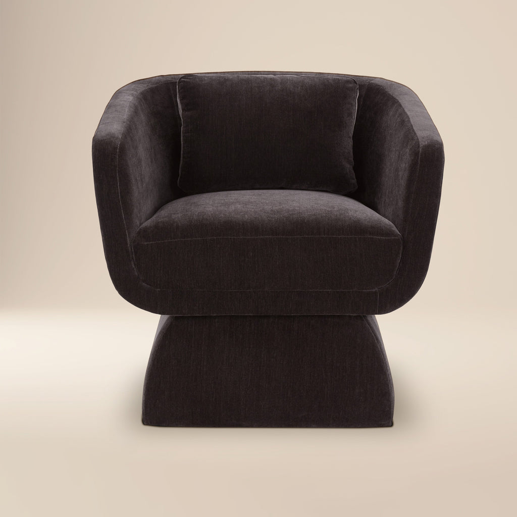 Modern Ganache Brown Lounge Chair with Kiln-Dried Wood Frame