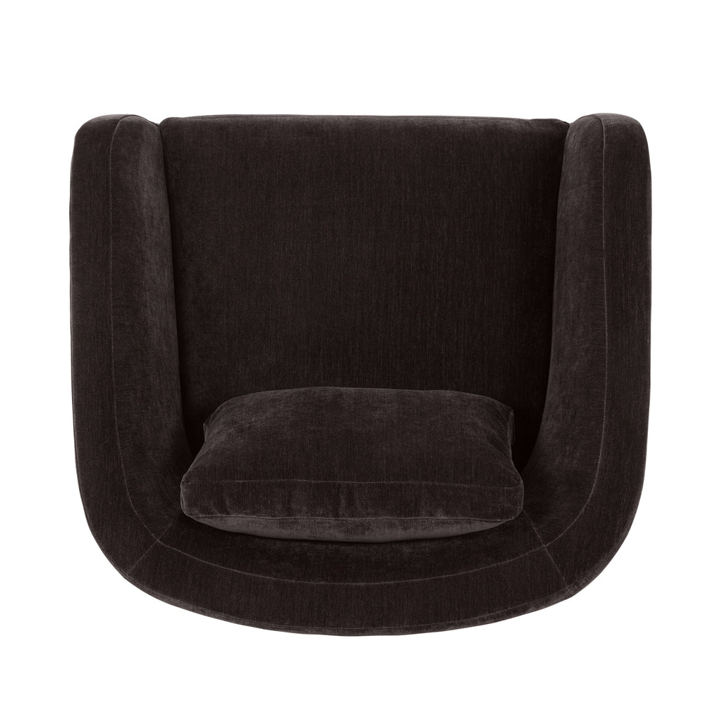 Modern Ganache Brown Lounge Chair with Kiln-Dried Wood Frame