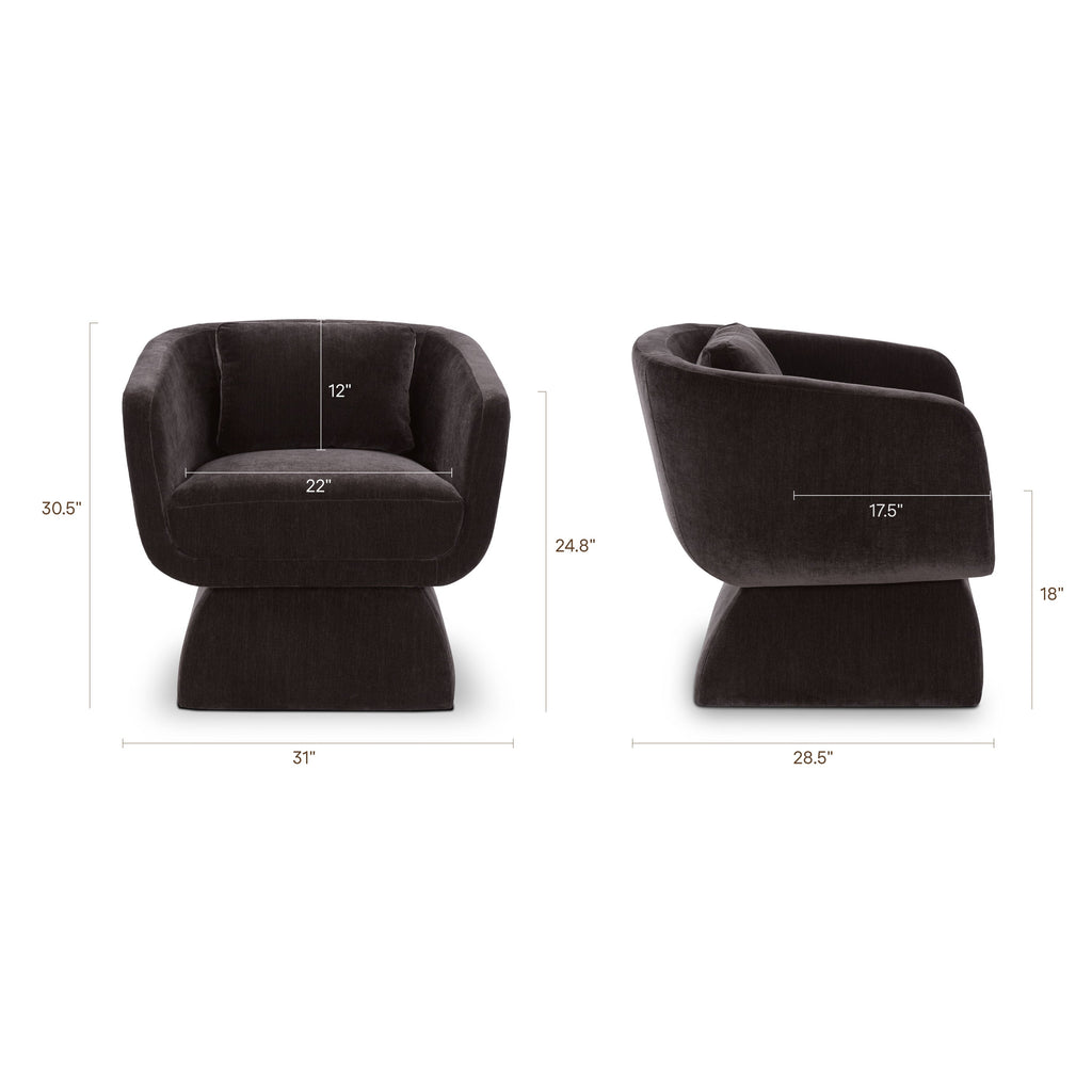 Modern Ganache Brown Lounge Chair with Kiln-Dried Wood Frame