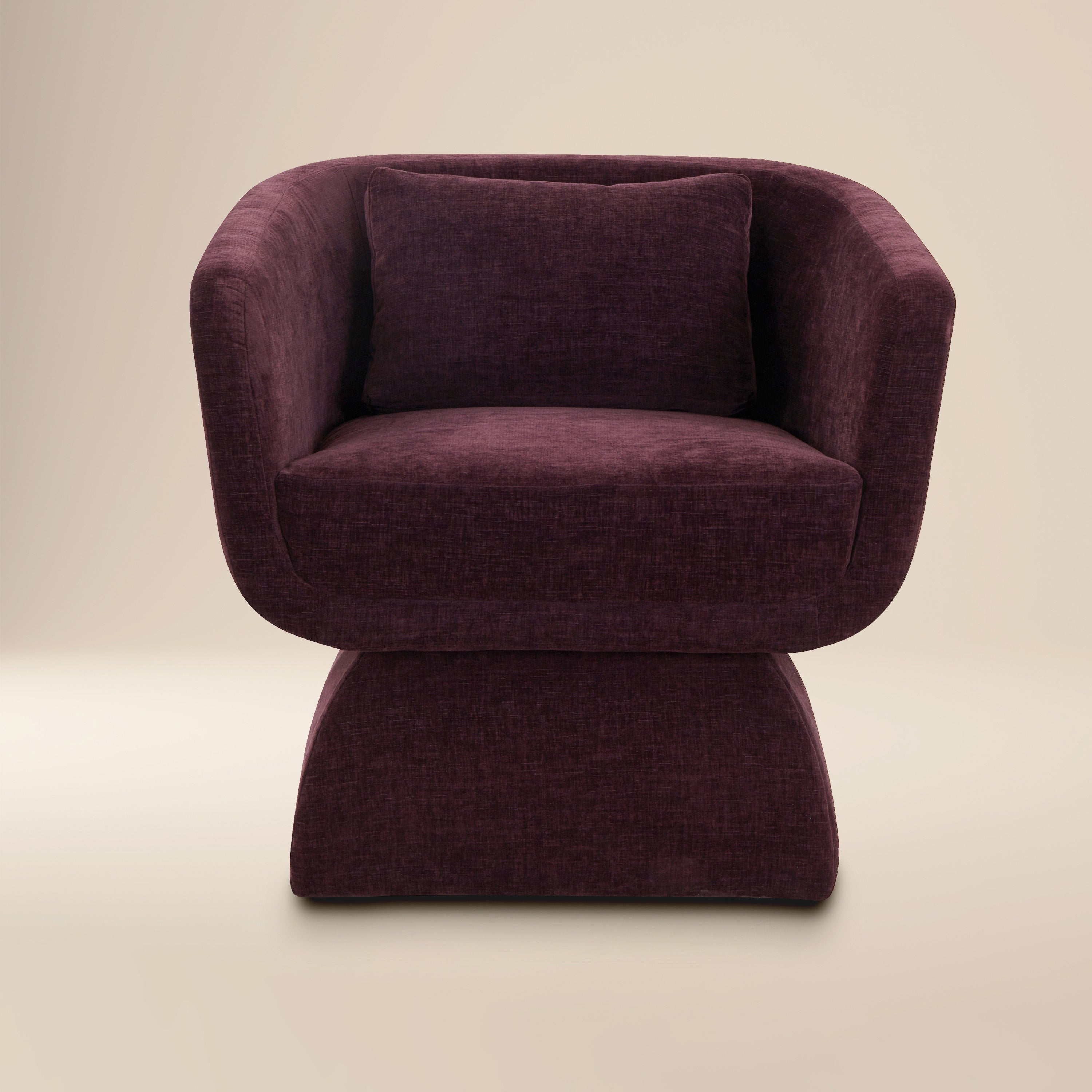 Modern Mello Plum Lounge Chair with Kiln-Dried Wood Frame