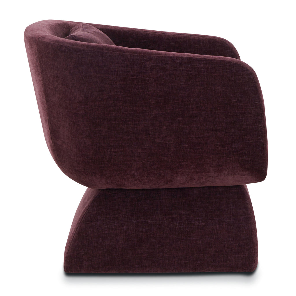 Modern Mello Plum Lounge Chair with Kiln-Dried Wood Frame