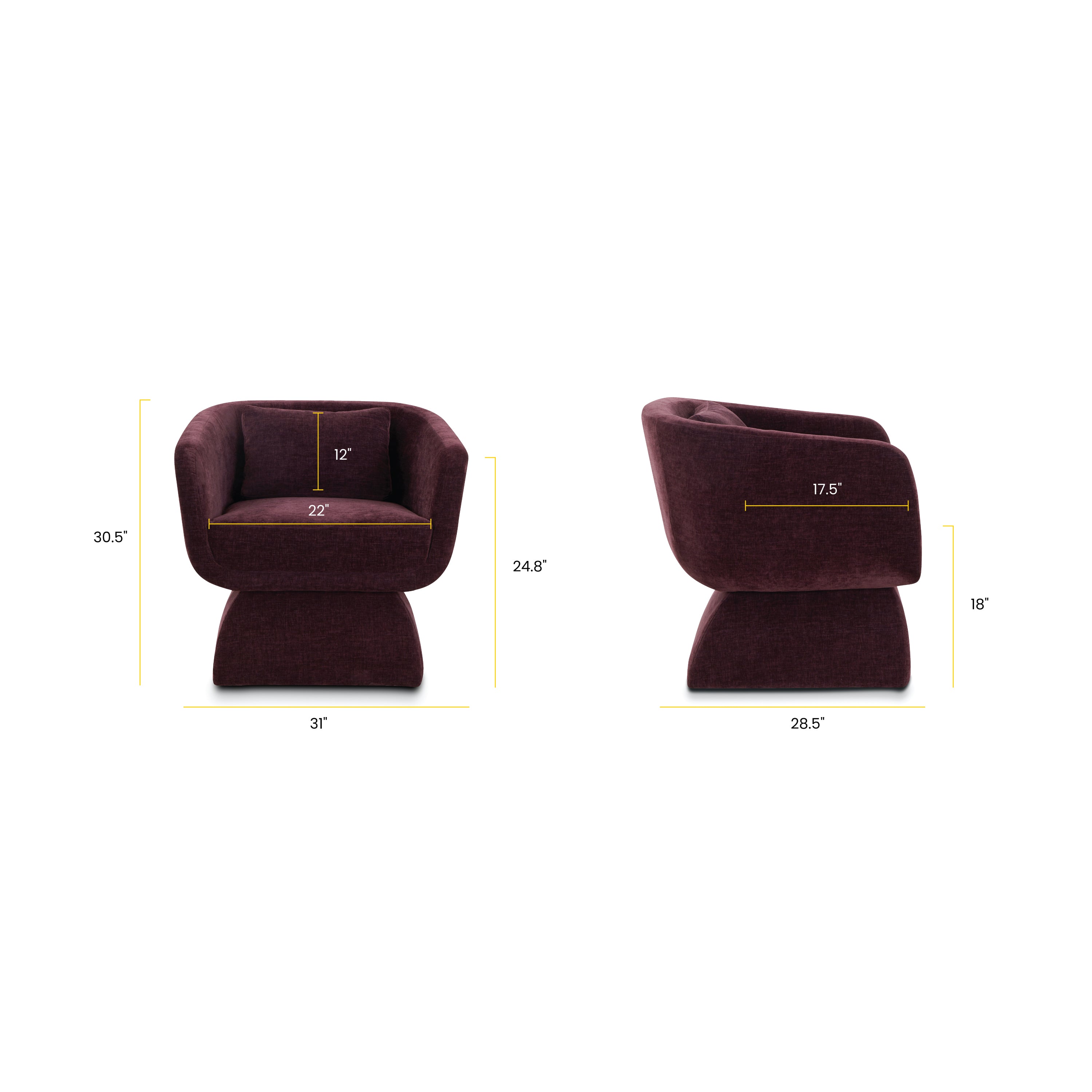 Modern Mello Plum Lounge Chair with Kiln-Dried Wood Frame