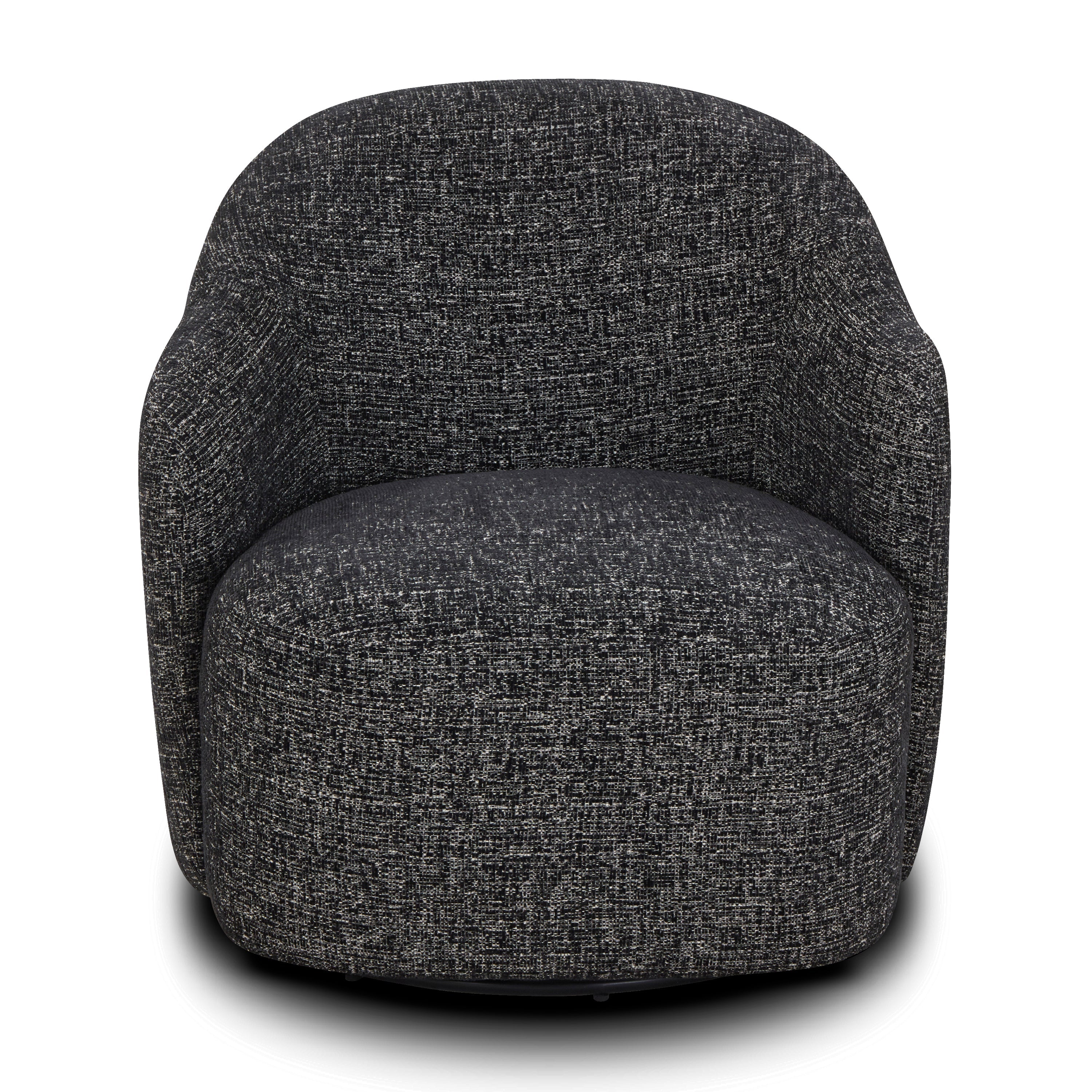 Modern Ebony Black Lounge Chair with Swivel Base for Living Room