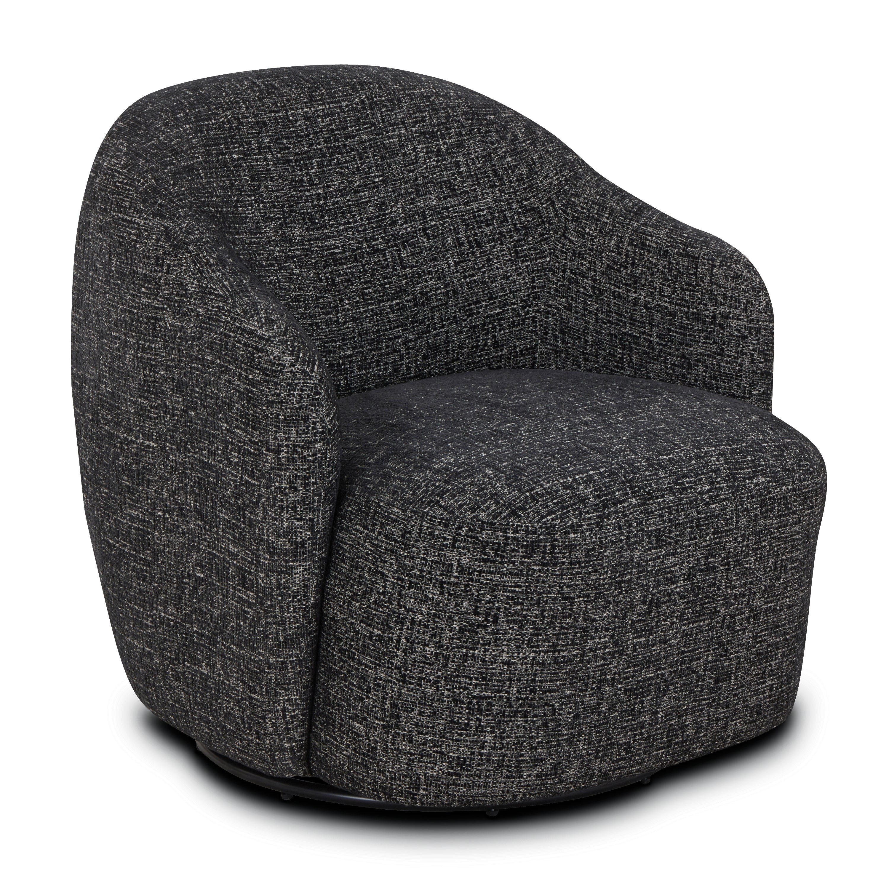 Modern Ebony Black Lounge Chair with Swivel Base for Living Room