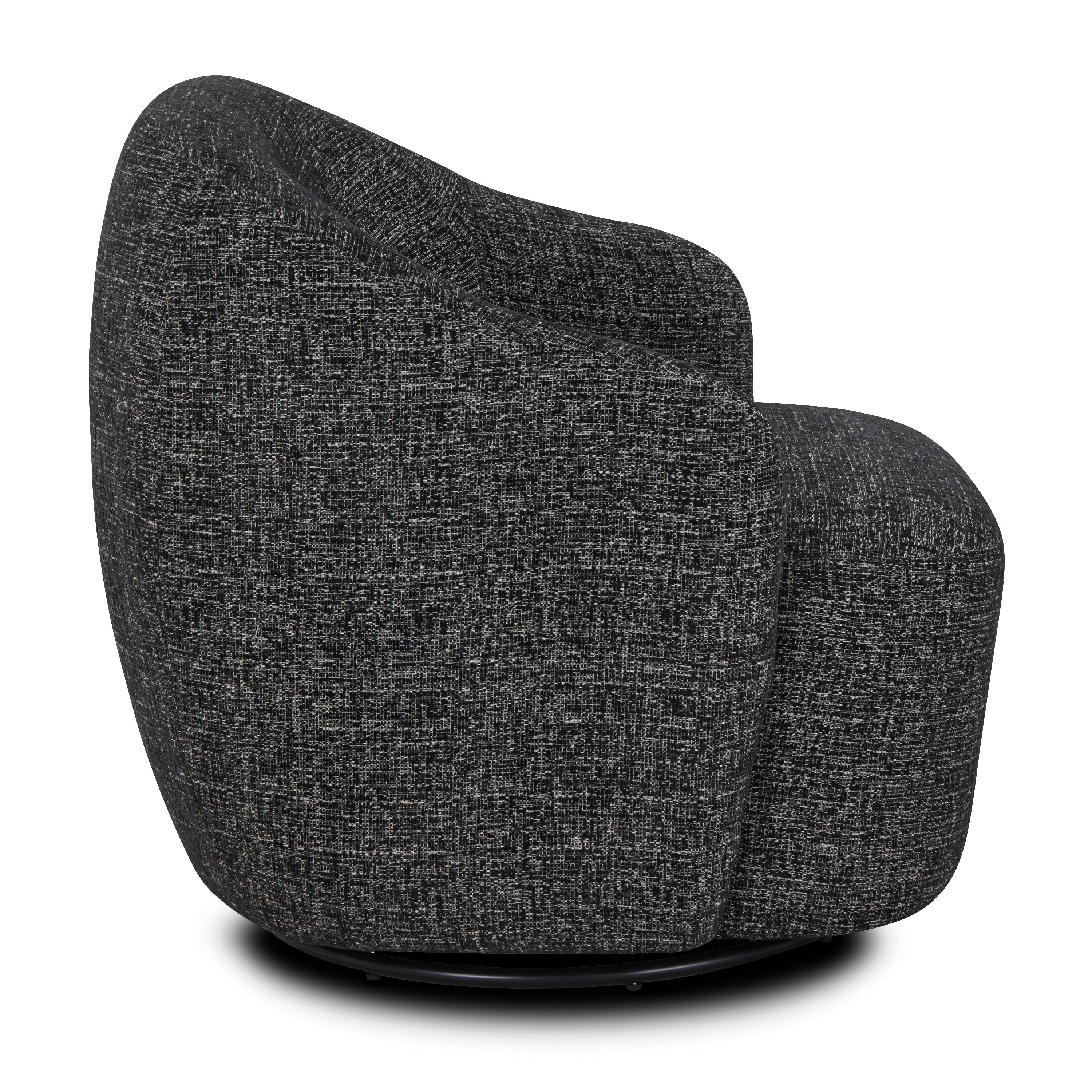 Modern Ebony Black Lounge Chair with Swivel Base for Living Room