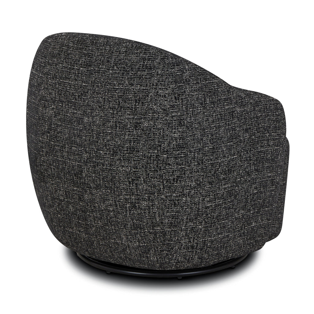 Modern Ebony Black Lounge Chair with Swivel Base for Living Room