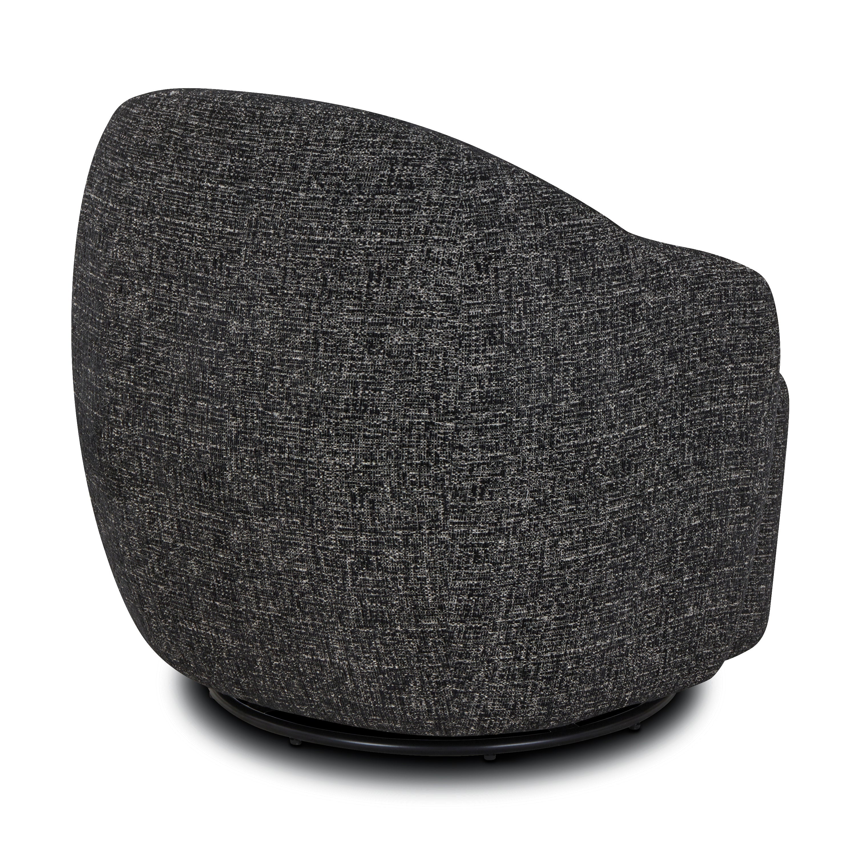 Modern Ebony Black Lounge Chair with Swivel Base for Living Room