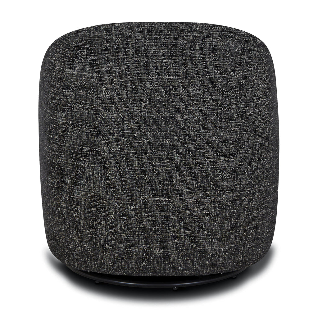Modern Ebony Black Lounge Chair with Swivel Base for Living Room