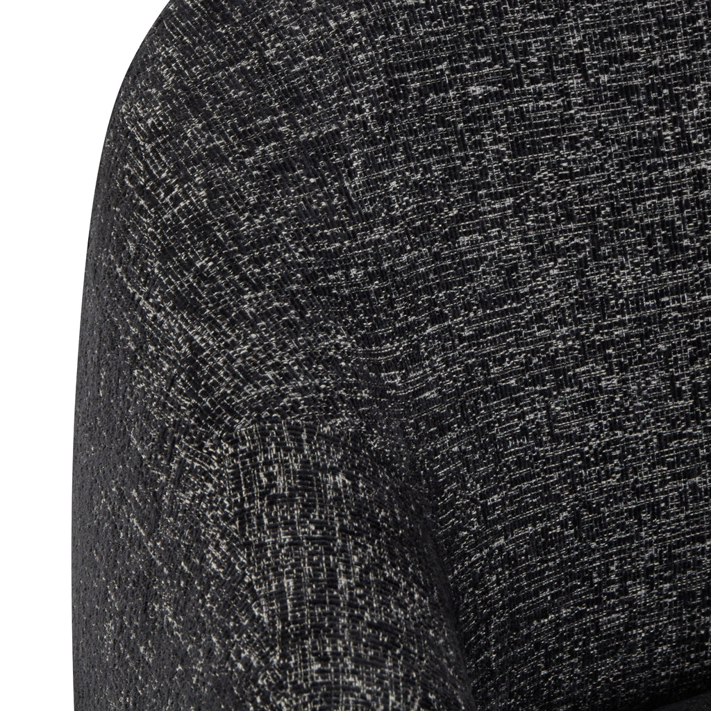 Modern Ebony Black Lounge Chair with Swivel Base for Living Room