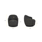Fauteuil de salon moderne en ébène noir avec base pivotante