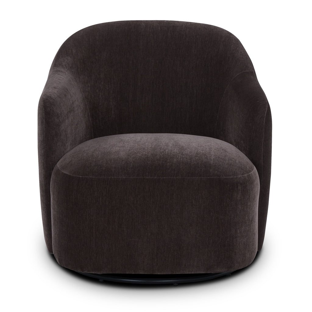 Modern Ganache Brown Lounge Chair with Swivel Base for Living Room