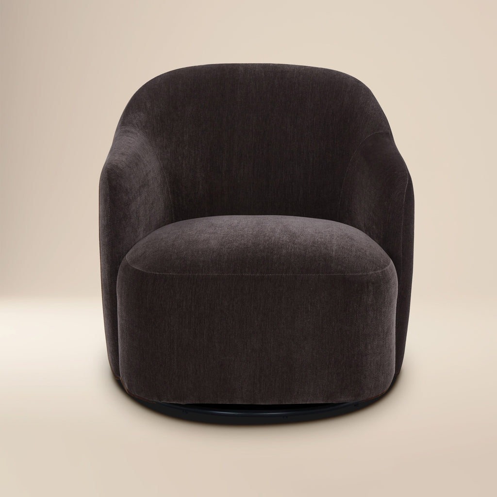 Modern Ganache Brown Lounge Chair with Swivel Base for Living Room