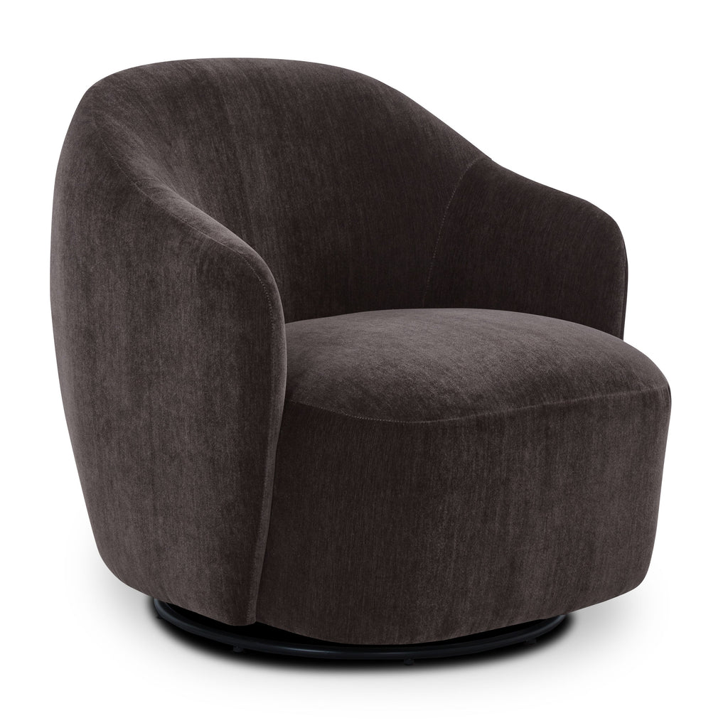 Modern Ganache Brown Lounge Chair with Swivel Base for Living Room