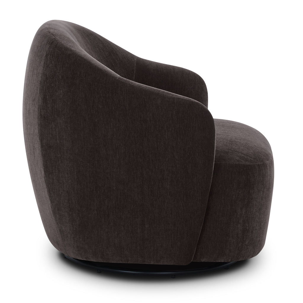 Modern Ganache Brown Lounge Chair with Swivel Base for Living Room