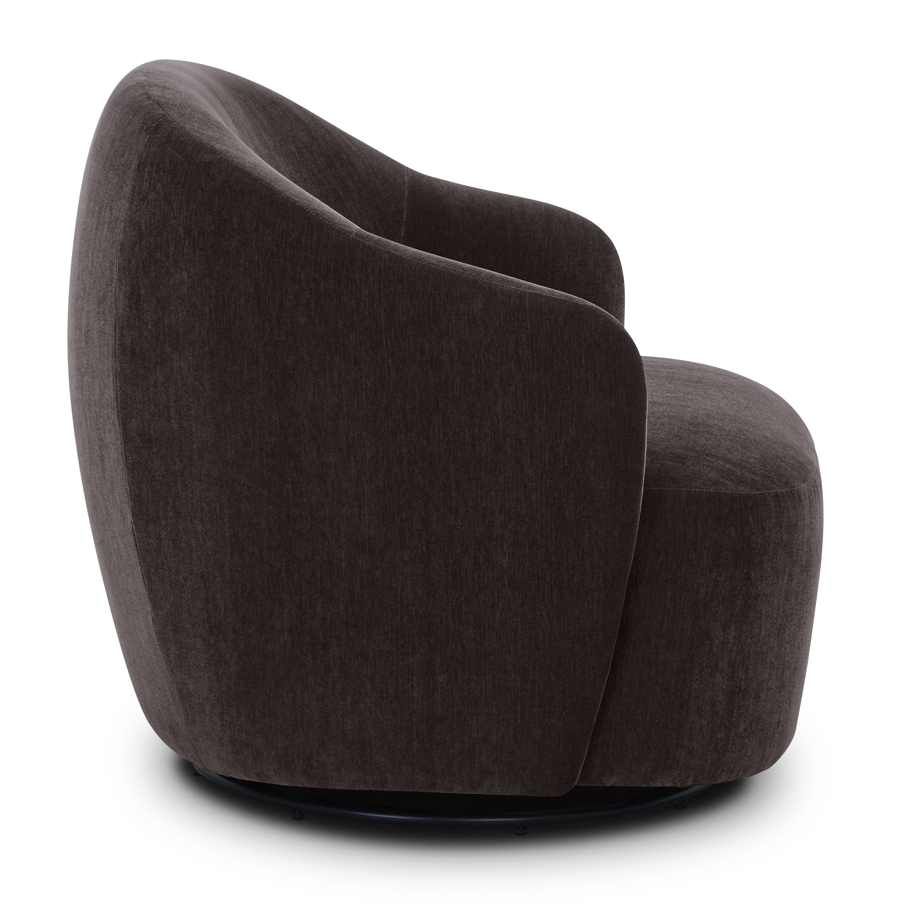 Modern Ganache Brown Lounge Chair with Swivel Base for Living Room