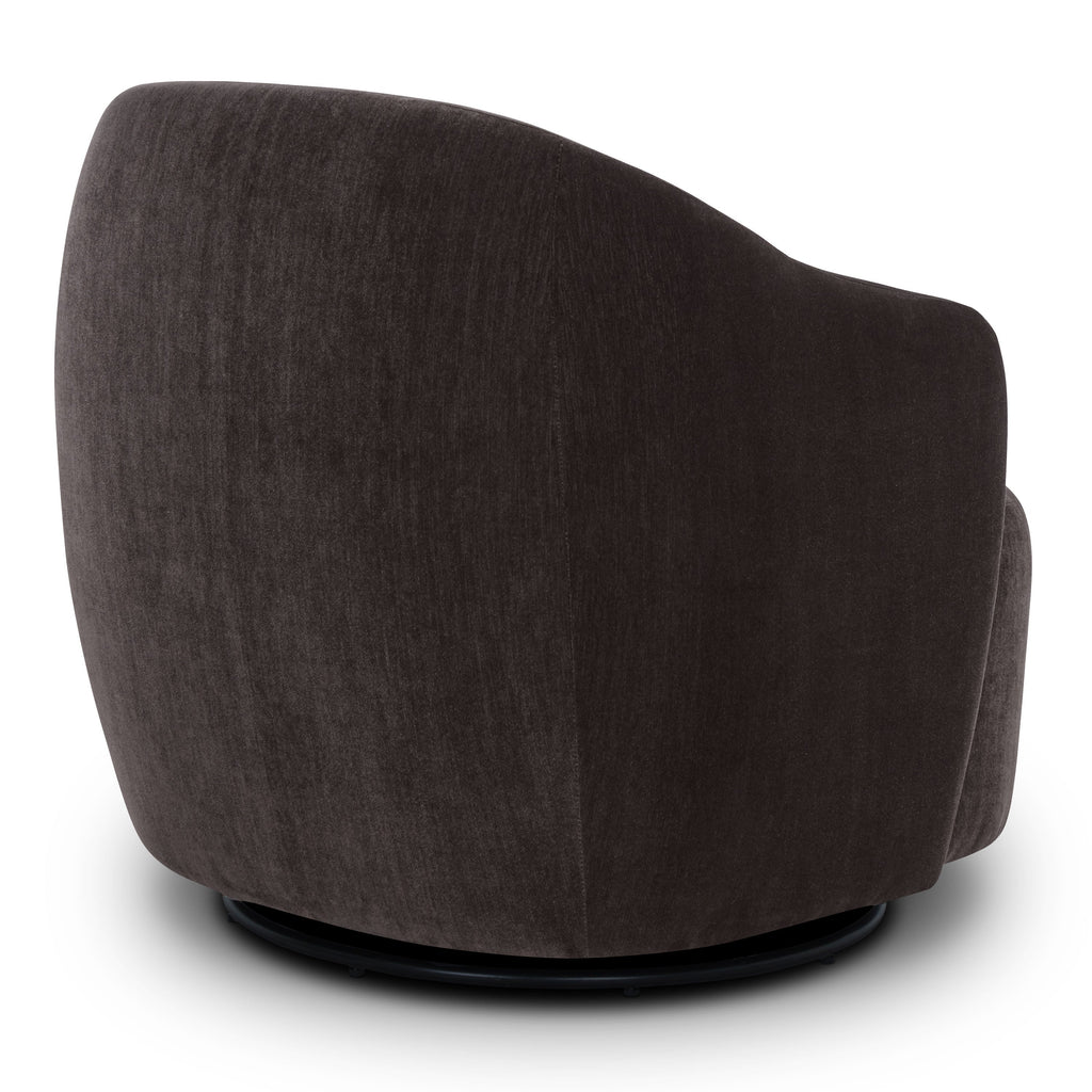 Modern Ganache Brown Lounge Chair with Swivel Base for Living Room