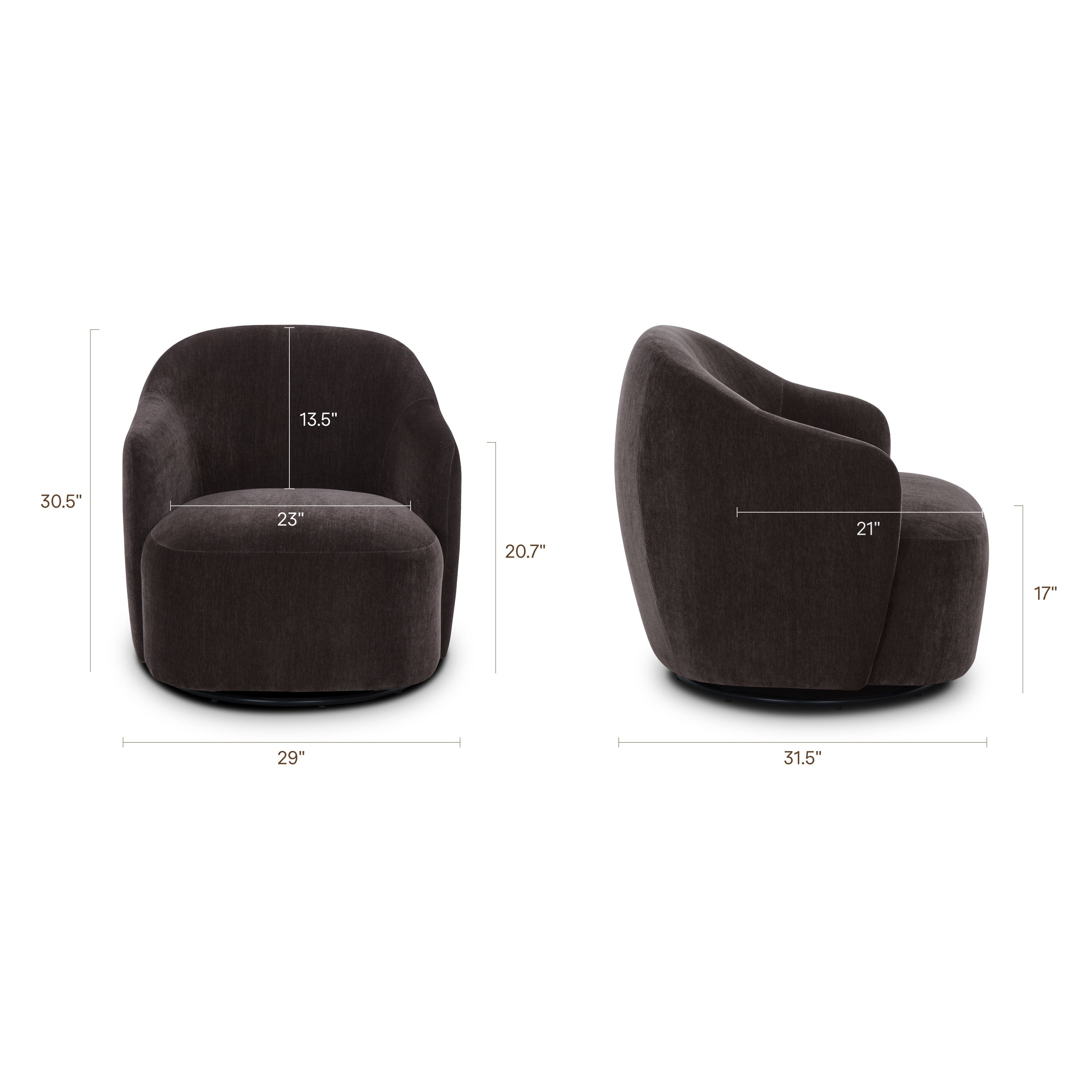 Modern Ganache Brown Lounge Chair with Swivel Base for Living Room