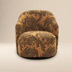 Fauteuil Jacquard Marron Moderne avec Piétement Pivotant pour Salon