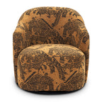 Fauteuil Jacquard Marron Moderne avec Piétement Pivotant pour Salon