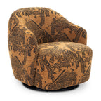 Fauteuil Jacquard Marron Moderne avec Piétement Pivotant pour Salon