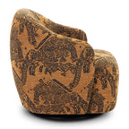 Fauteuil Jacquard Marron Moderne avec Piétement Pivotant pour Salon