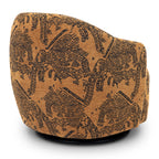 Fauteuil Jacquard Marron Moderne avec Piétement Pivotant pour Salon