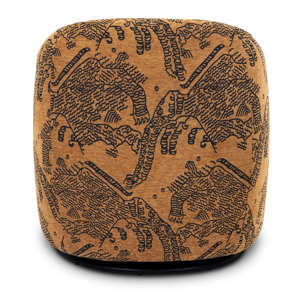 Modern Jacquard Brown Lounge Chair with Swivel Base for Living Room