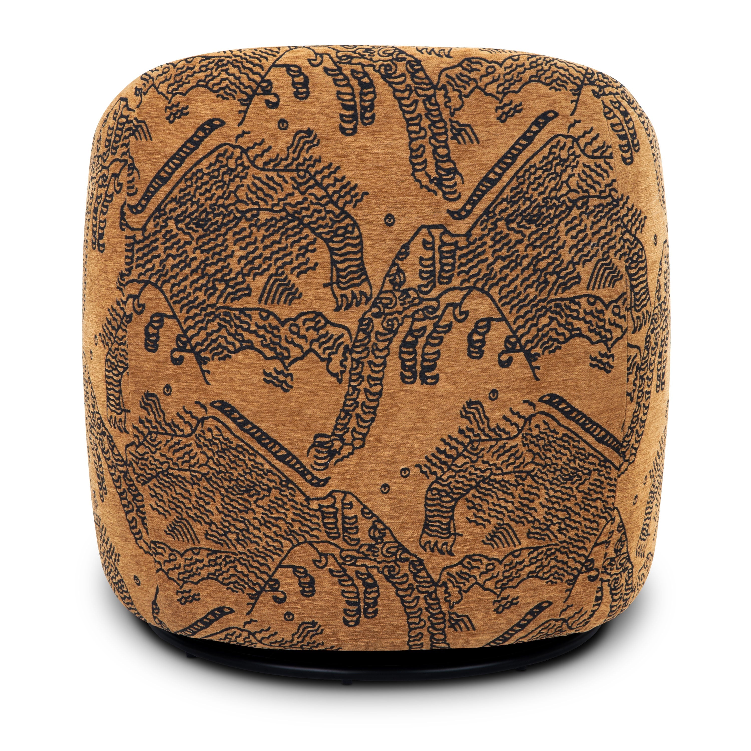 Modern Jacquard Brown Lounge Chair with Swivel Base for Living Room