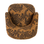 Fauteuil Jacquard Marron Moderne avec Piétement Pivotant pour Salon