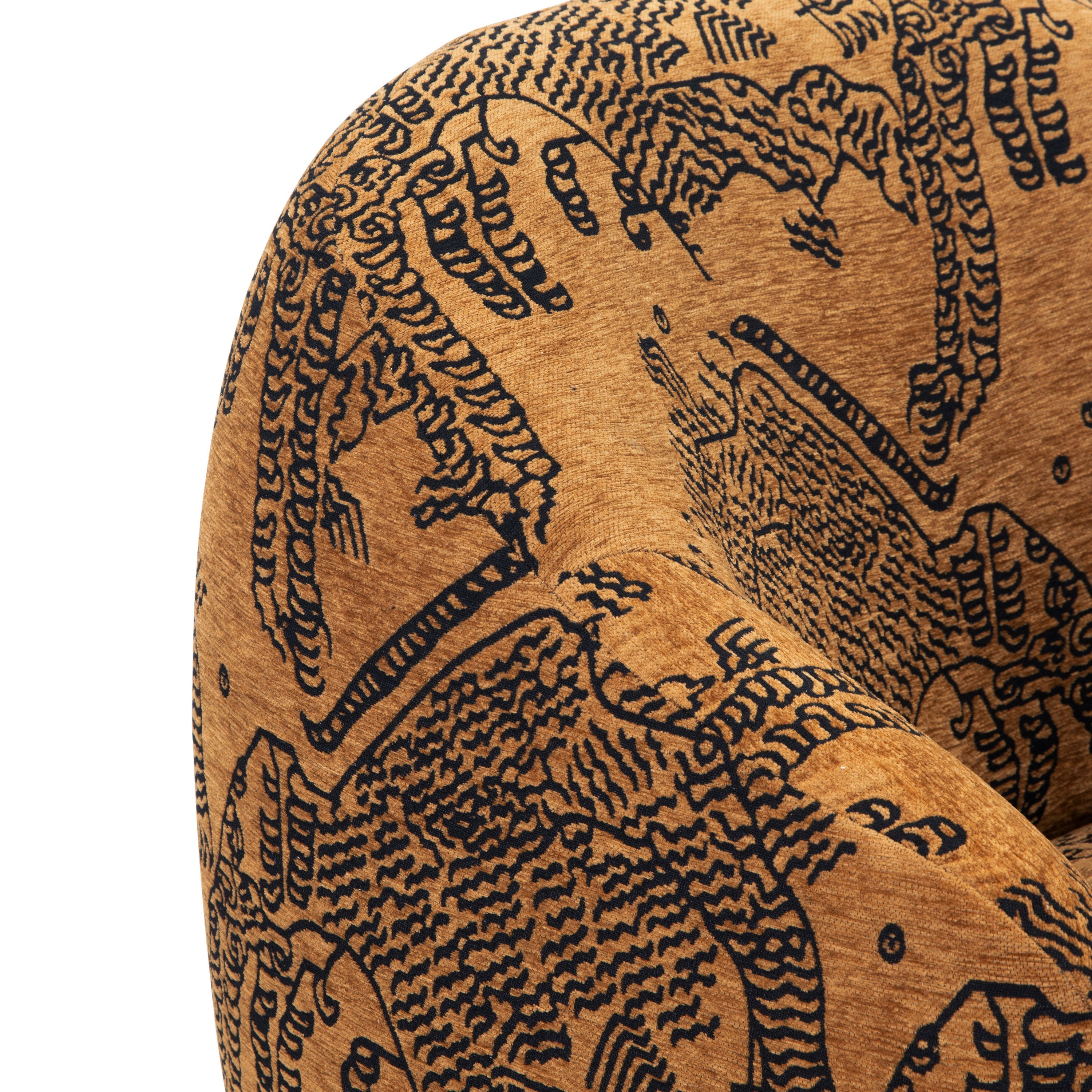 Modern Jacquard Brown Lounge Chair with Swivel Base for Living Room