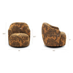 Fauteuil Jacquard Marron Moderne avec Piétement Pivotant pour Salon