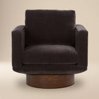 Fauteuil lounge pivotant moderne marron avec dossier capitonné
