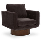 Fauteuil lounge pivotant moderne marron avec dossier capitonné